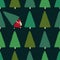 Santa Stealing Christmas Tree Seamless Pattern.