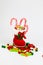 Santa stocking full of candies in a white background