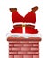 Santa stuck in chimney winter snowy isolated on white background