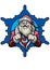 Santa super hero emblem in a snowflake