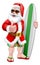 Santa Surfing Shades Surfboard Christmas Cartoon