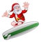 Santa Surfing Shaka Hand Christmas Cartoon