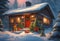 a santa visit christmas eve night holidays gifts delivery snowfall warm cozy holiday gift cabin seasons greetings country snow