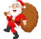 Santa walking and holding sack