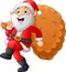 Santa walking and holding sack