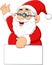 Santa waving and holding blank sign