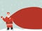 Santa wearing face mask with a huge red gift bag with a place for text. Concept of New Year and Christmas sale during