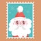 Santa wearing hat with pompon merry christmas stamp