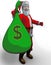 Santa which the bag with dollars