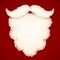 Santa white curly beard on dark red background