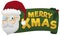 Santa Winking at You with Decorated Fabric for Christmas Celebration, Vector Illustration