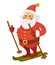 Santa winter vacations skiing ski daily Christmas life cartoon character vector icon