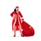 Santa woman in mask holding sack full of gifts new year christmas holidays celebration coronavirus quarantine