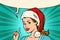 Santa woman pointing finger