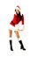 Santa woman standing astride and inclined