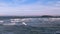 Santander Bay view from Sardinero beach with boats sailing