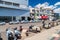 SANTAREM, BRAZIL - JULY 29, 2015: Parked motorcycles have cardboard sun protection useful in a tropical climat