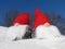 Santas on Snowy Slope