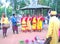 Santhali tribe women are dancing in a village of India