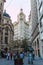 SANTIAGO, CHILE - MARCH 27, 2015: Pople walk on Nueva York street in front of Stock Exchange in Santiago, Chi