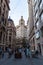 SANTIAGO, CHILE - MARCH 27, 2015: Pople walk on Nueva York street in front of Stock Exchange in Santiago, Chi