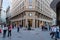 SANTIAGO, CHILE - MARCH 27, 2015: Pople walk on Nueva York street in front of Stock Exchange in Santiago, Chi