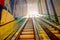 SANTIAGO, CHILE - OCTOBER 16, 2018: Indoor view of electric stairs located inside of the Costanera Center Skyscraper