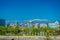 SANTIAGO, CHILE - OCTOBER 16, 2018: Outdoor view of financial district in the horizont in the city of Santiago of Chile