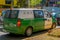 SANTIAGO, CHILE - SEPTEMBER 13, 2018: Outdoor view of carabineros van parked under an ecological street surrounded of