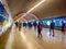 SANTIAGO, CHILE - SEPTEMBER 14, 2018: Group of people walking in the hall after before travel in the central station