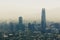 Santiago city skyline view with dense pollution on background