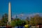 SANTIAGO DE CHILE, CHILE - OCTOBER 16, 2018: Plaza Baquedano in the center of Santiago, Chile. Large oval shaped open