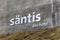 Santis hotel, sankt gallen switzerland - april, 01, 2021: shiny company logo on mountain hotel with german text, german text
