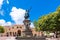 SANTO DOMINGO, DOMINICAN REPUBLIC - AUGUST 8, 2017: View of the monument to Christopher Columbus. Copy space for text.