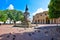 Santo Domingo, Dominican Republic. Famous Christopher Columbus statue and Cathedral in Columbus Park.