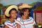 Santo Domingo, Dominican Republic. Girls in traditional Dominican dress. El Conde Street, Colonial Zone.