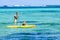 SANTO DOMINGO, DOMINICAN REPUBLIC - OCTOBER 29, 2015: Couple kayaking in ocean