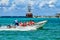 SANTO DOMINGO, DOMINICAN REPUBLIC - OCTOBER 29, 2015: Tourists in boat on water