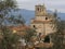 Santo Stefano Magra church and houses in the Lunigiana area of north Tuscany, Italy in La Spezia province. Vertical shot