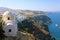 Santorini amazing sight of the town on the slopes of volcanic caldera, Cyclades, Greece, Europe