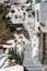 Santorini architectural detail and panoramic view on Fira and Oia town in summer traveling time