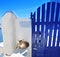 Santorini architecture with cat in Greece