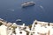 Santorini boats and balconies