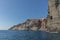 Santorini cliff with church on top.
