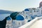 Santorini, Cyclades Islands, Greece. White houses and churches in summer