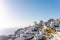 Santorini, Cyclades Islands, Greece. White houses and churches in summer