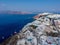 Santorini, Greece. Oia, white village, famous attraction of Greek Cyclades Islands, Aegean Sea