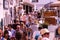 Santorini  Greece - September 11  2017: A street full of tourists in an island of Santorini one of Greek Cyclades islands during