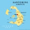 Santorini, Greek island and part of the Cyclades, political map