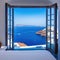 Santorini Greek luxury hotel room view of the sea from the